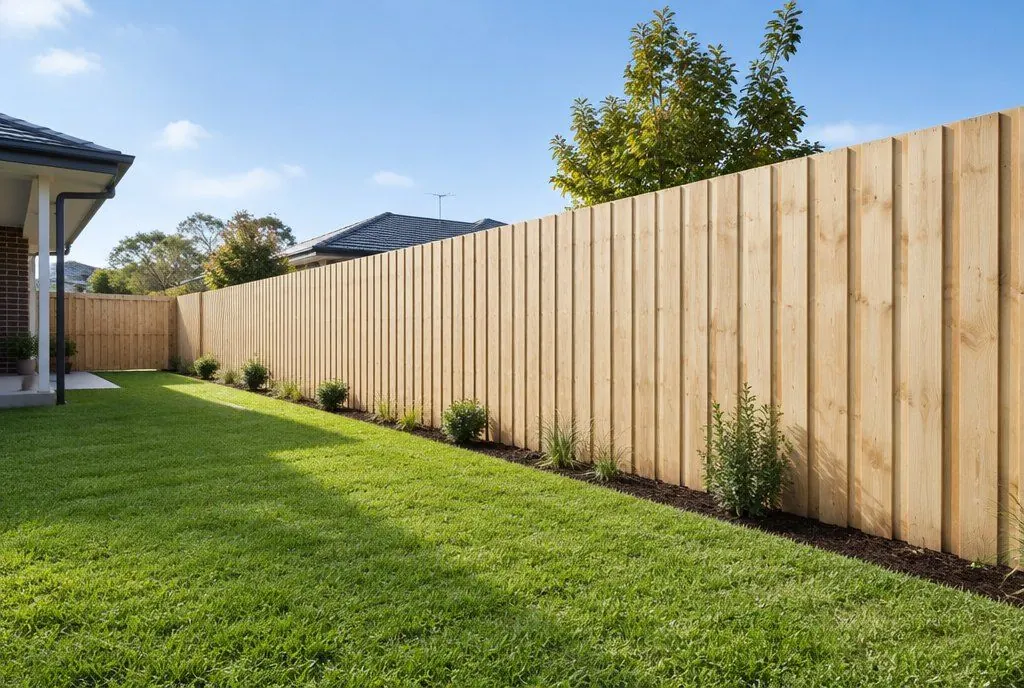 Timber paling fence